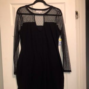 Black Mesh Tunic Dress